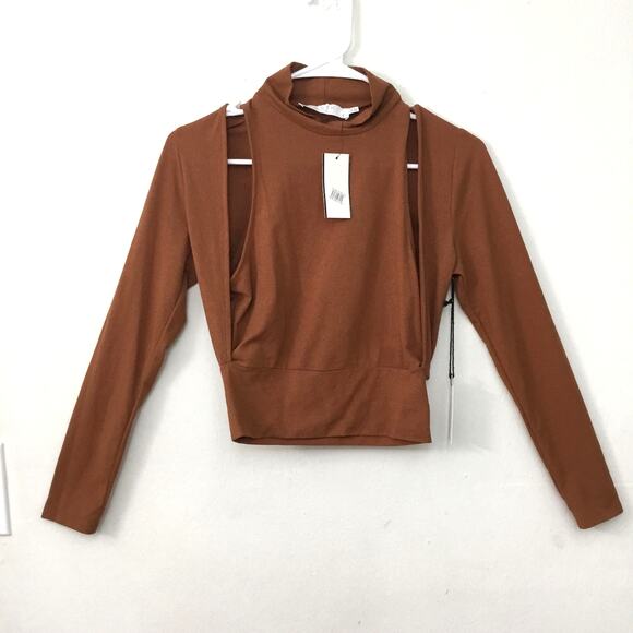ASTR The Label  Mock Neck Brown Shrug Top Sz XS - Picture 2 of 10